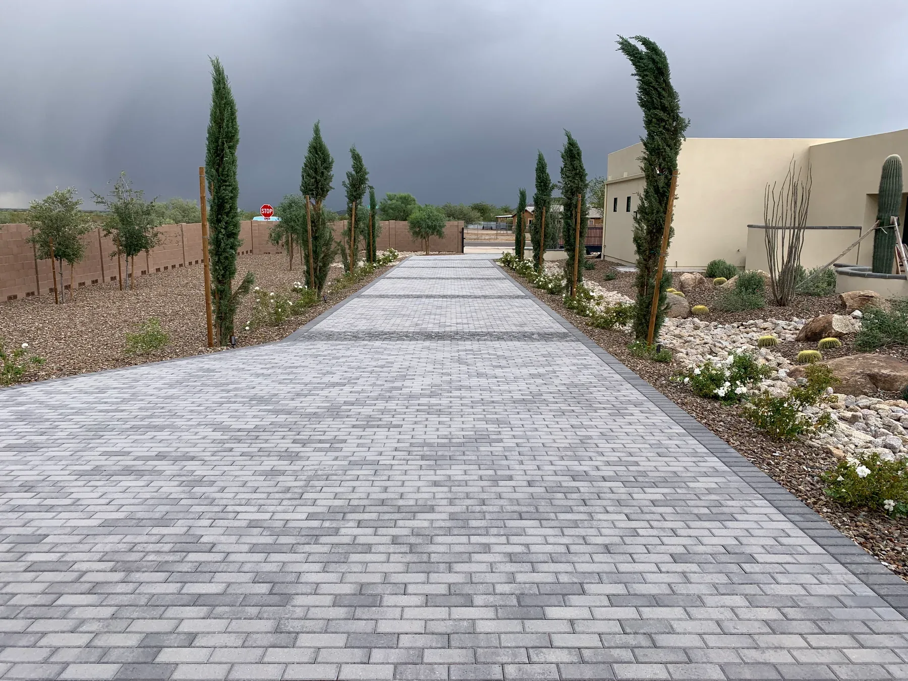 Paver driveway with landscaping by DCM Pools — Arizona