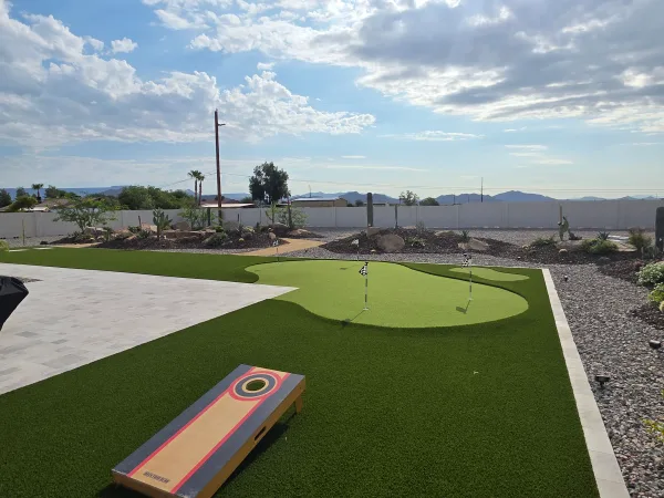 Synthetic putting green and turf installation by DCM Pools — Arizona