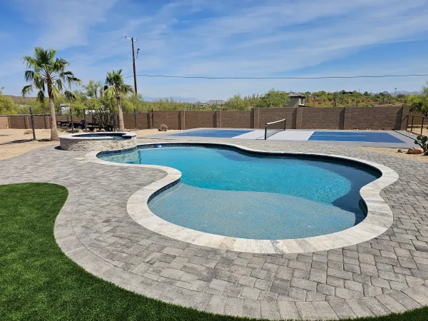 Custom pool with spa and fire feature — DCM Pools and Construction, Arizona