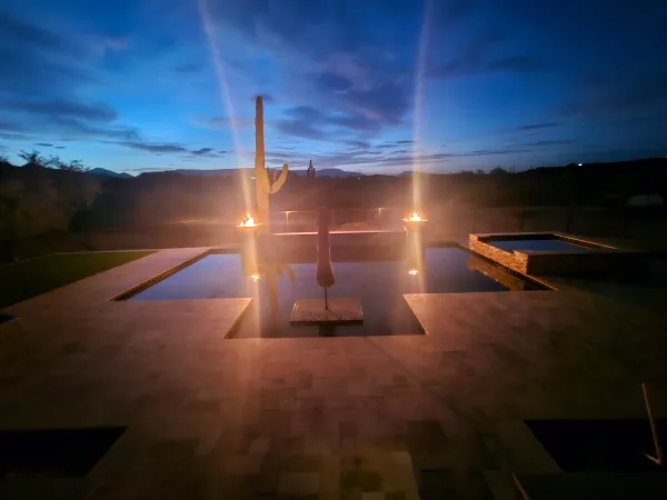 Custom pool with fire feature by DCM Pools — Arizona