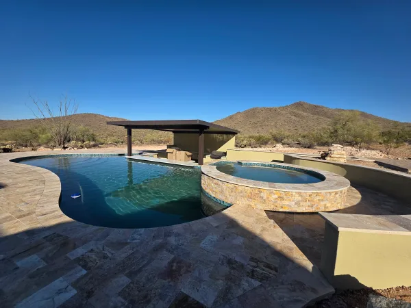 Custom pool with spa and fire feature — DCM Pools and Construction, Arizona