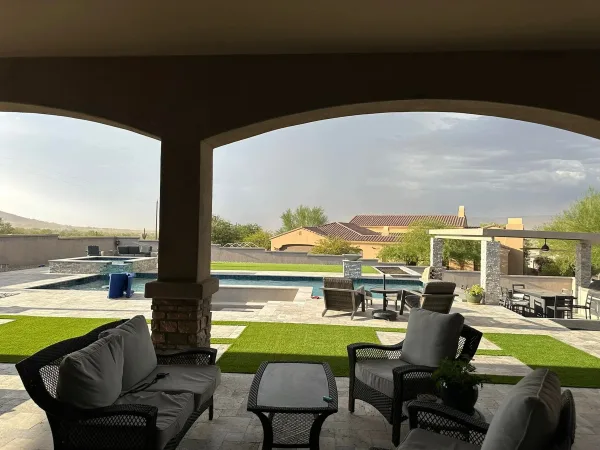 Pool with travertine deck — DCM Pools, Arizona