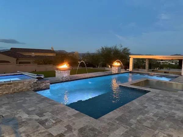 Pool at dusk — DCM Pools and Construction, Arizona